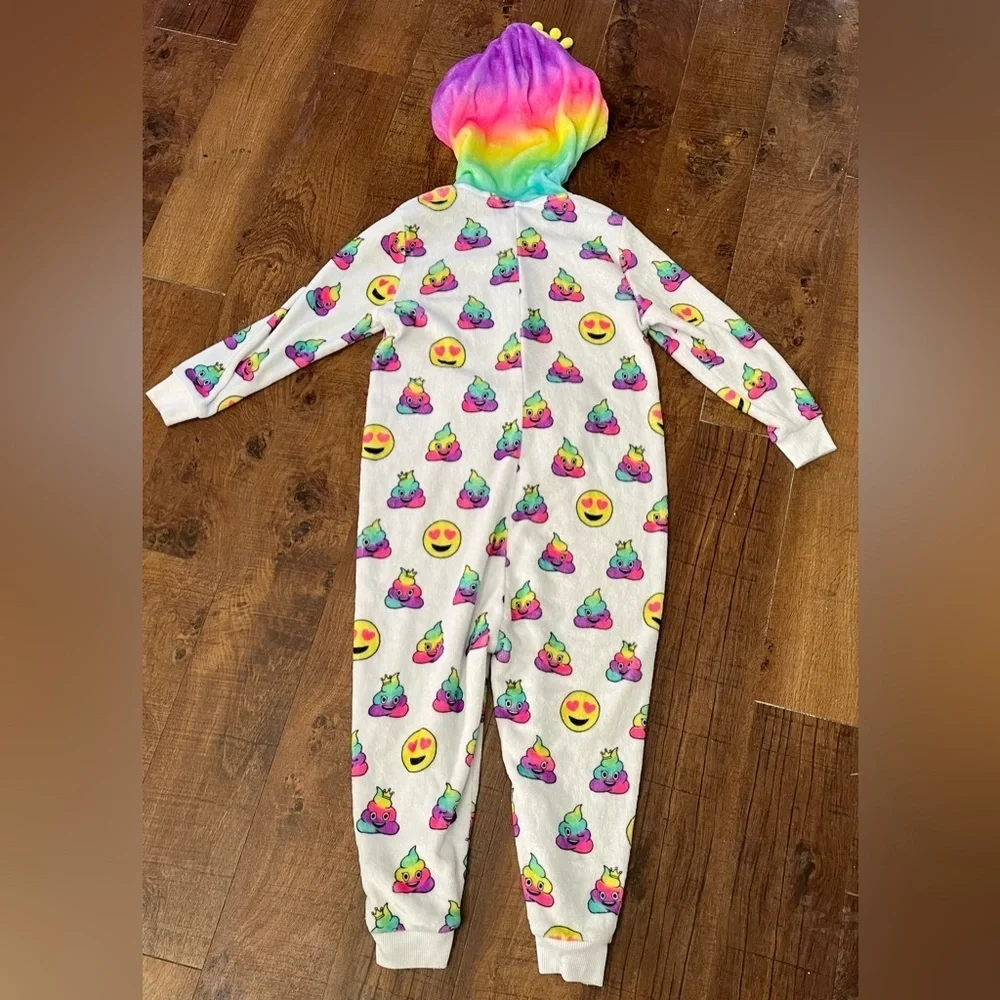 Justice girls poop emoji hooded pajamas Sz 10